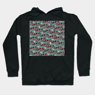 Red Leafs White flowers Hoodie